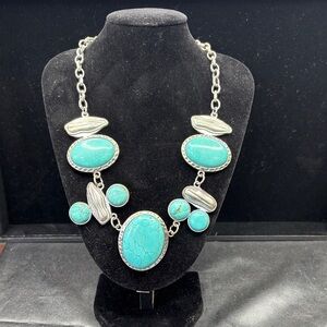 Turquoise and Silver Statement Necklace